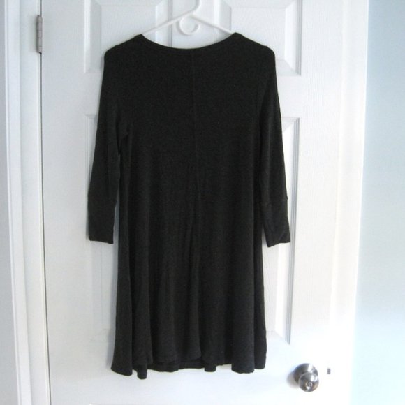 Lou & Grey SignatureSoft Dark Grey T-Shirt Dress A-Line Size XS 3/4 Long Sleeves - Picture 2 of 7